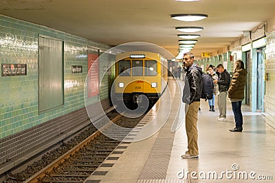 BERLIN - OCTOBER 20, 2016: People at the GesundbrunnenMetro Station Editorial Stock Photo