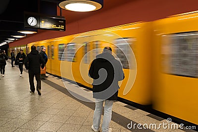 BERLIN - OCTOBER 20, 2016: People in the Berlin Metro (U-Bahn) Editorial Stock Photo