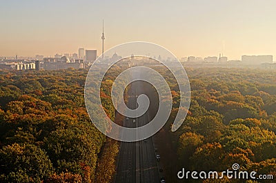 Berlin Panorama with Tiergarten park Stock Photo