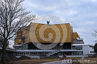 Berlin Philharmonic with construction outside Editorial Stock Photo