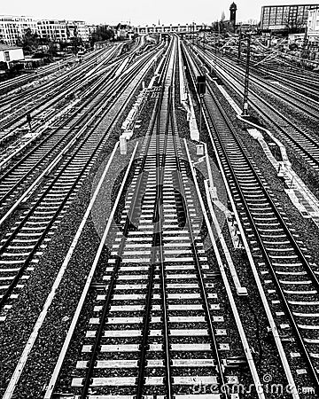 Berlin railways from top of a bridge Stock Photo