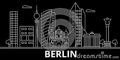 Berlin silhouette skyline. Germany - Berlin vector city, german linear architecture, buildings. Berlin line travel Vector Illustration