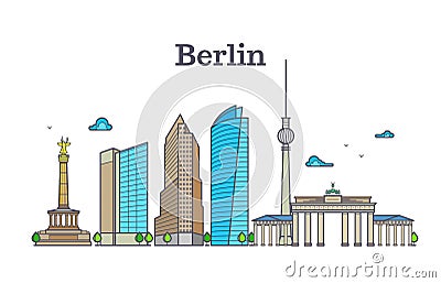 Berlin silhouette skyline panorama, city landscape vector illustration Vector Illustration