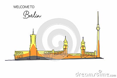 Berlin skyline, Germany. Hand drawn sketch for tourism and travel destination design Vector Illustration