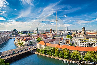 Berlin skyline with Spree river in summer, Germany Stock Photo