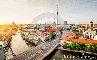 Berlin skyline with Spree river in summer, Germany Stock Photo