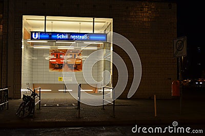 Berlin subway station at night Editorial Stock Photo