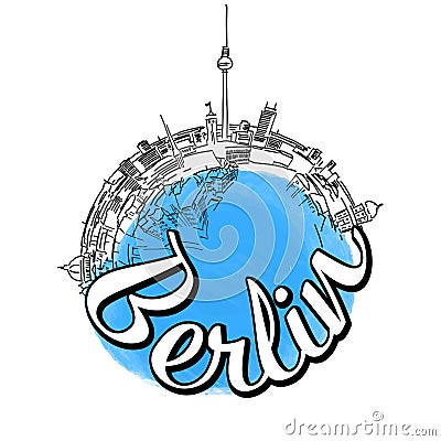 Berlin travel logo sketch concept Vector Illustration