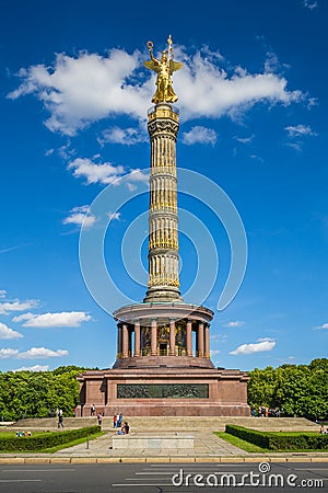 Berlin Victory Column monument in Tiergarten park, Berlin, Stock Photo