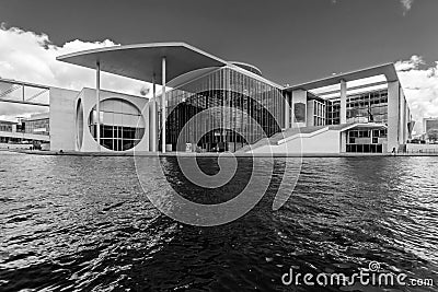 Berlin view and Spree river in black and white Editorial Stock Photo