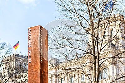 The Berlin Wall Memorial and Reichstag Editorial Stock Photo