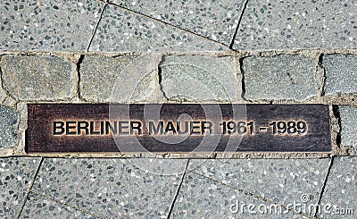 Berlin wall sign on the street, Berliner Mauer Stock Photo