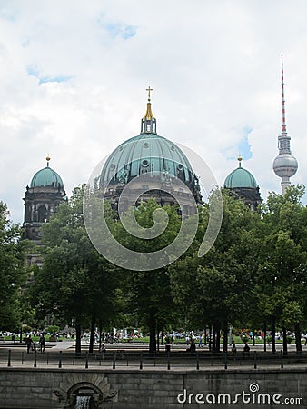 Berliner Dom and Fernsehturm Tv Tower , Berlin Editorial Stock Photo