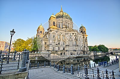 Berliner Dom over the Spree river, Germany Stock Photo