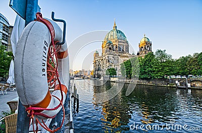 Berliner Dom over the Spree river, Germany Stock Photo