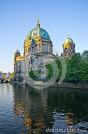 Berliner Dom over the Spree river, Germany Stock Photo