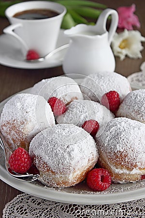 Berliner ( donuts ) with jam filling Stock Photo