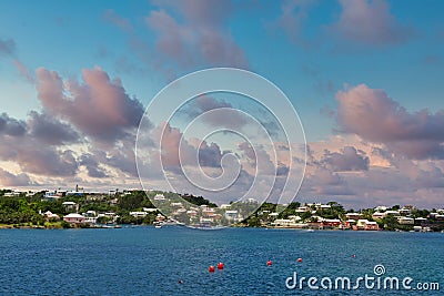 Bermuda Coastal Homes at Dusk Stock Photo