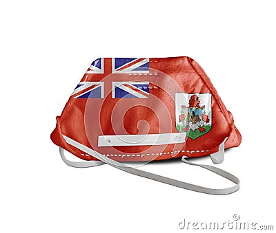 Bermuda flag on anti pollution mask medical protection Stock Photo