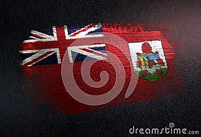 Bermuda Flag Made of Metallic Brush Paint on Grunge Dark Wall Stock Photo