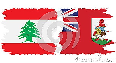 Bermuda and Lebanon grunge flags connection vector Vector Illustration