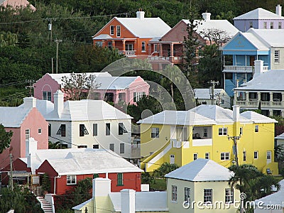 Bermudian pastel color houses Editorial Stock Photo
