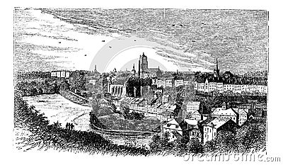 Bern city in late 1800s, Switzerland , vintage engraving Vector Illustration