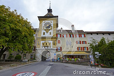 Bern Gate in City of Morat Editorial Stock Photo