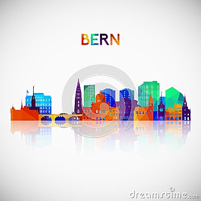 Bern skyline silhouette in colorful geometric style. Cartoon Illustration