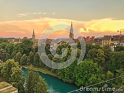 Bern skyline during sunset. Switzerland Stock Photo