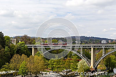 The high arched steel bridge in Bern Editorial Stock Photo