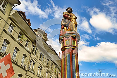 Samson killing lion statue of Bern Editorial Stock Photo