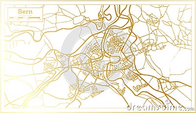 Bern Switzerland City Map in Retro Style in Golden Color. Outline Map Stock Photo