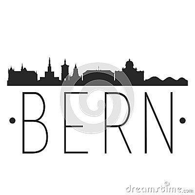 Bern Switzerland. City Skyline. Silhouette City. Design Vector. Famous Monuments. Vector Illustration