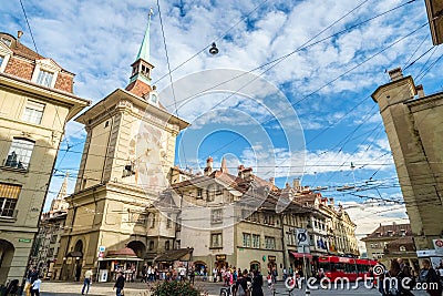 The famous Clock Tower Zeitglockenturm of Bern, Switzerland Editorial Stock Photo