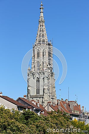 The tower of the Berne Cathedral Editorial Stock Photo