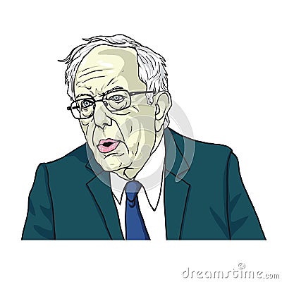 Bernie Sanders Portrait Cartoon Caricature. Vector Illustration. July 24, 2017 Vector Illustration