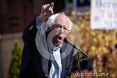 RENO, NV - October 25, 2018 - Bernie Sanders shouting during a s Editorial Stock Photo