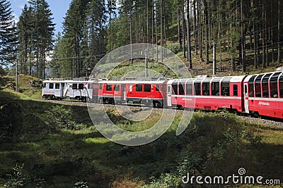 Bernina mountain train Editorial Stock Photo