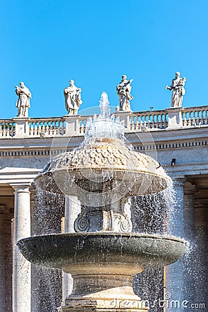 Bernini Fountain at St Peters Basilica. St Peters Square, Vatican Editorial Stock Photo