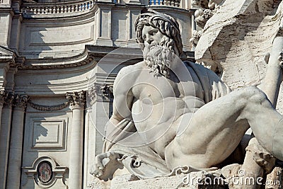 Fountain of Four Rivers (Gange Detail) Stock Photo