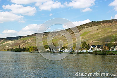 Bernkastel-Kues on the river Mosel, surrounded by the wine yards Editorial Stock Photo