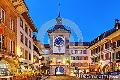 Berntor Gate in Murten / Morat, Canton de Fribourg, Switzerland Editorial Stock Photo