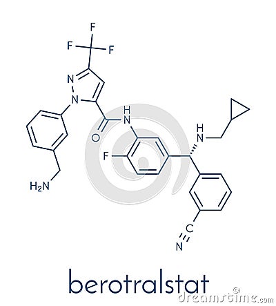 Berotralstat hereditary angioedema drug molecule. Skeletal formula Vector Illustration