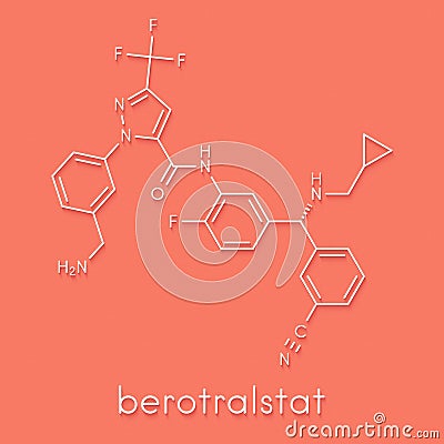 Berotralstat hereditary angioedema drug molecule. Skeletal formula Stock Photo