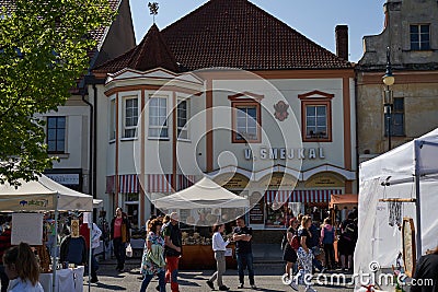 Beroun, Czech Republic - May 8, 2022 - Jan Hus Square on a sunny spring morning Editorial Stock Photo