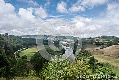 Berounka river with Beroun city on the background in Central Bohemia Stock Photo