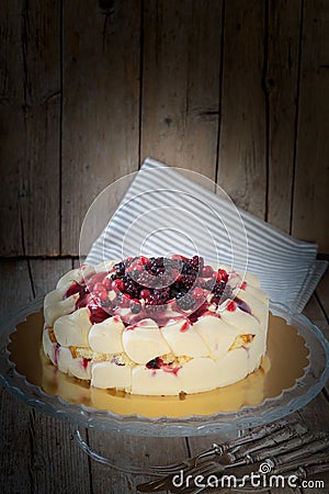 Berries Cake On Cake Stand Stock Photo