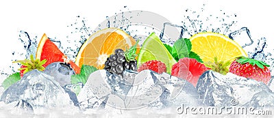 Berries and citrus splash water Stock Photo