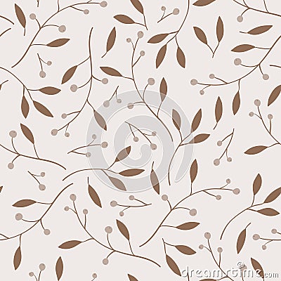 Berries, leaves and branches vector seamless pattern. Vector Illustration